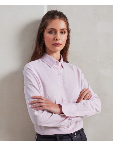 P-PR338-Womens Cotton Rich Oxford Stripes Shirt